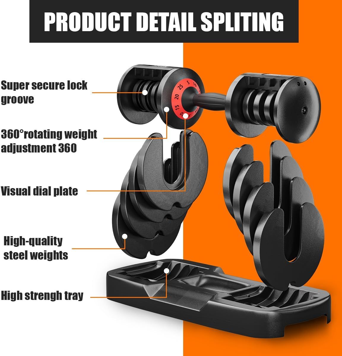 Mercantile Mountain 25lb adjustable dumbbell with anti-slip handle, 5-in-1 weight set on Tampa Home & Garden Store