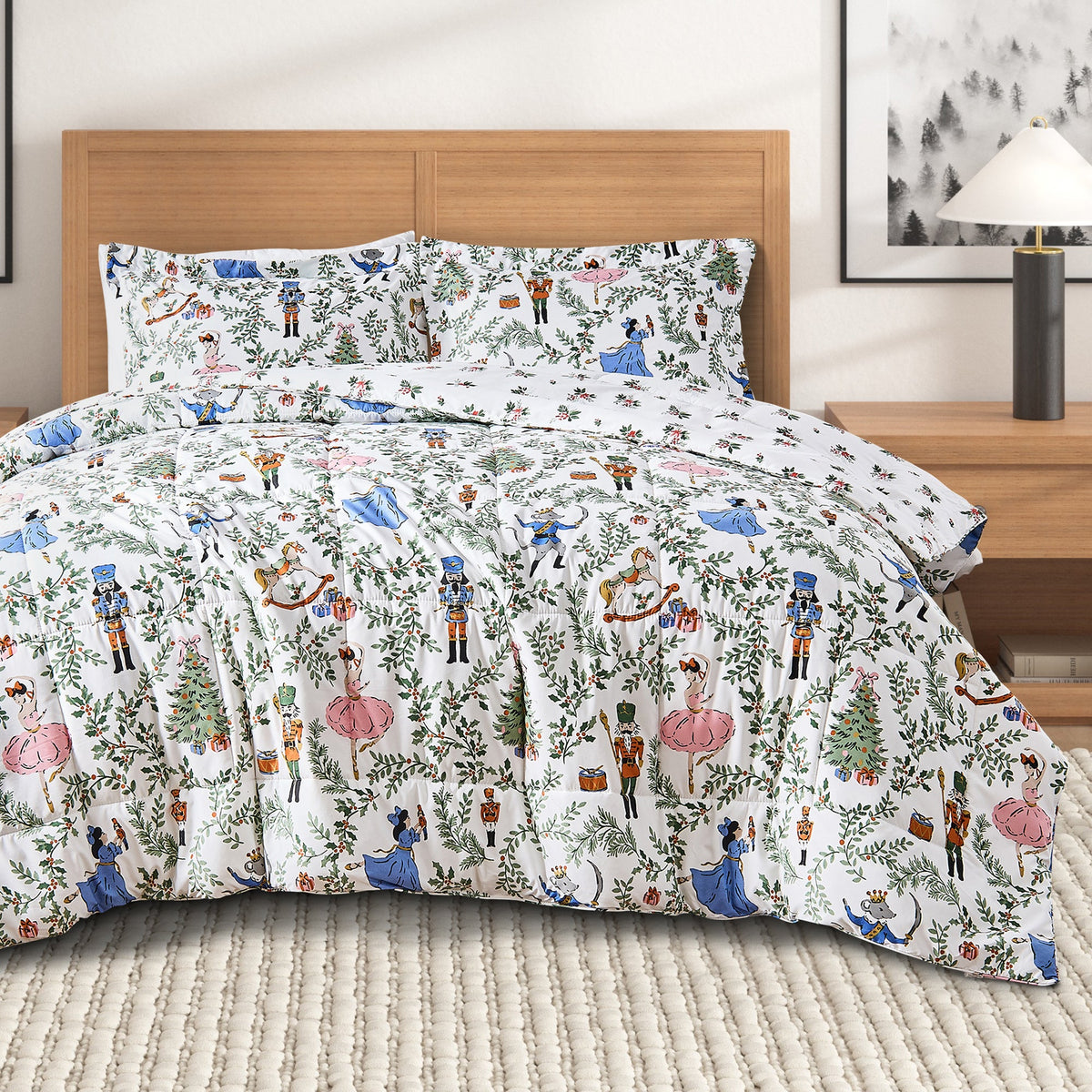 Reversible Christmas Comforter and Sham Set