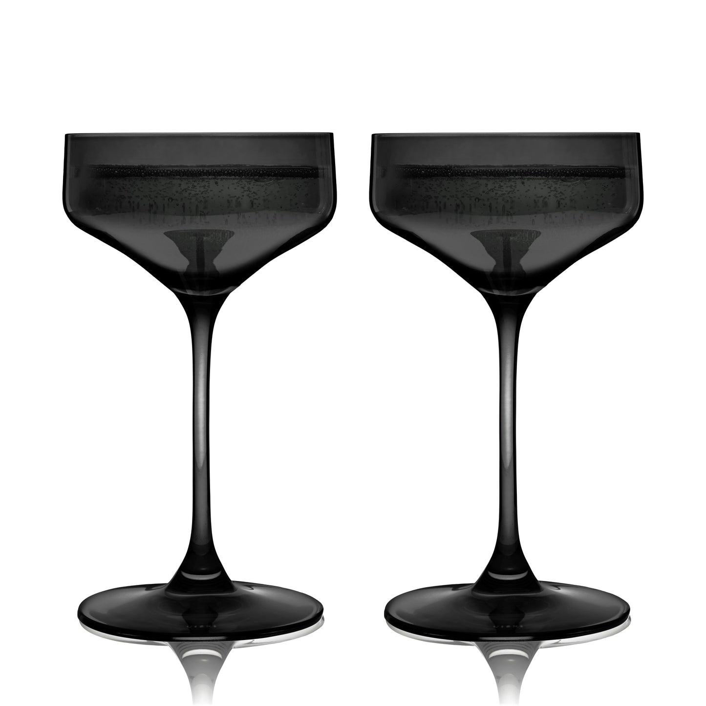 Smoke Grey Crystal Coupe Glasses Set of Two
