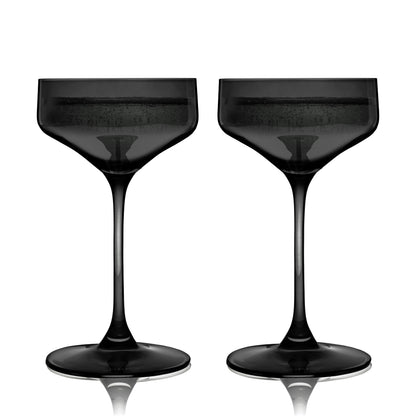 Smoke Grey Crystal Coupe Glasses Set of Two