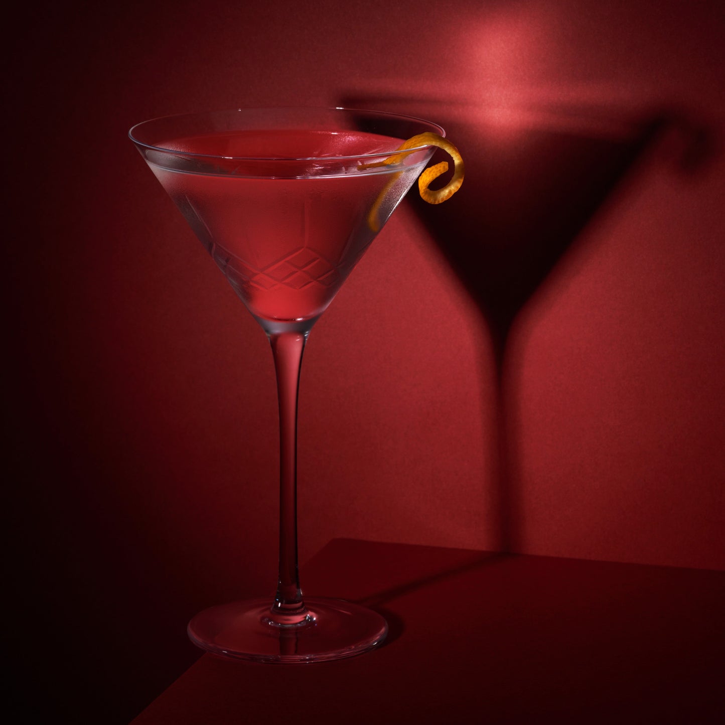 Premium Set of Two Etched Crystal Martini Glasses