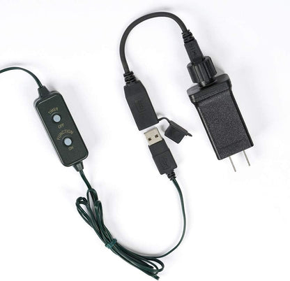 Luces multifunción de cable verde de 750 LED superbrillantes (19 metros) con temporizador y alimentación por USB - Blanco frío