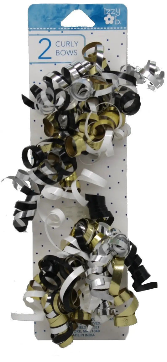 Set of 2 All Occasion Metallic Curly Bows by Izzy B in black, white, gold, silver on Tampa Home & Garden Store