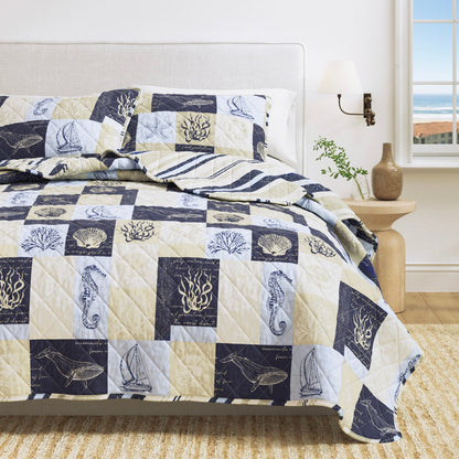 Caspian and Coastal Soft Patchwork Quilt Set