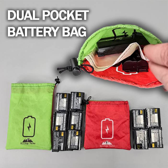 Dual Pocket Battery Bag set in green and red pouches from Hilltop Packs LLC for camping on Tampa Home & Garden Store