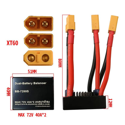 EUNORAU dual battery balancer BB-7280S with yellow XT60 connectors and red/black leads on Tampa Home & Garden Store