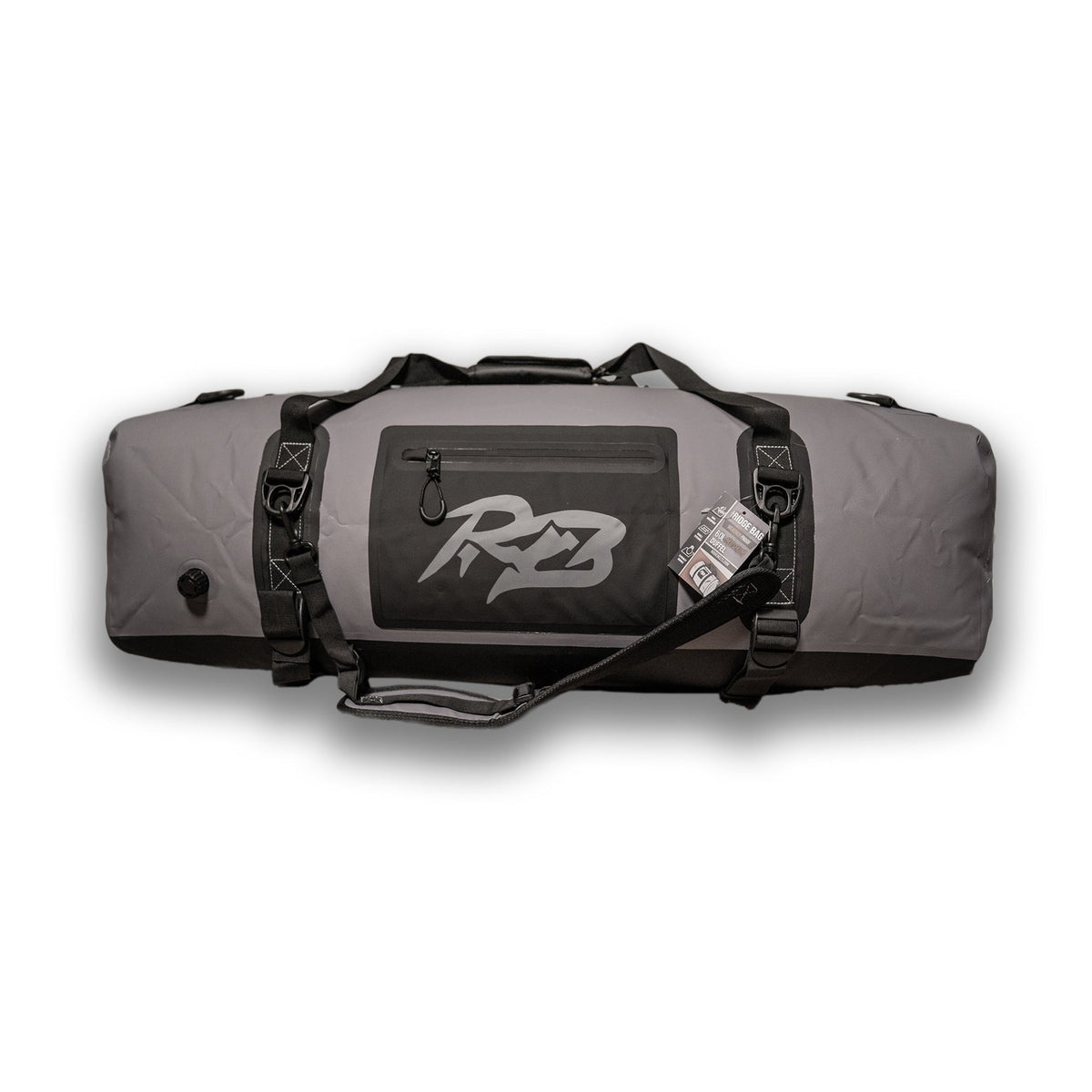 Ridge Bag Medium Outdoor Duffel by Ridge Belts, gray with black straps and front zip pocket on Tampa Home & Garden Store