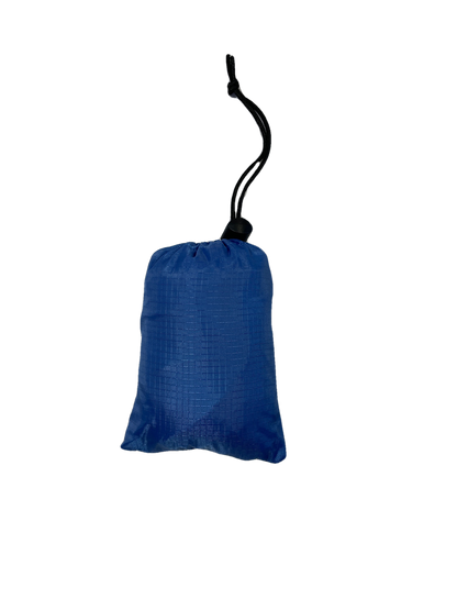Blue bungee polyester day pack by River Country Gear with black drawstring cord on Tampa Home & Garden Store