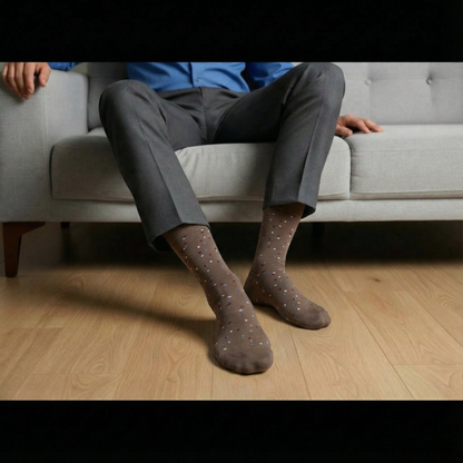 Premium Duncan Brown Micro Dot Socks for Men