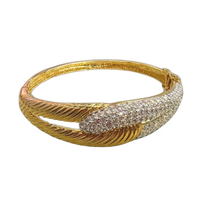 Cable Knot Bangle by Lauren G Adams, hinged gold-tone bracelet with pavé diamond accents on Tampa Home & Garden Store