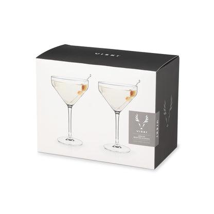 Modern Angled Crystal Martini Coupes Set Of Two