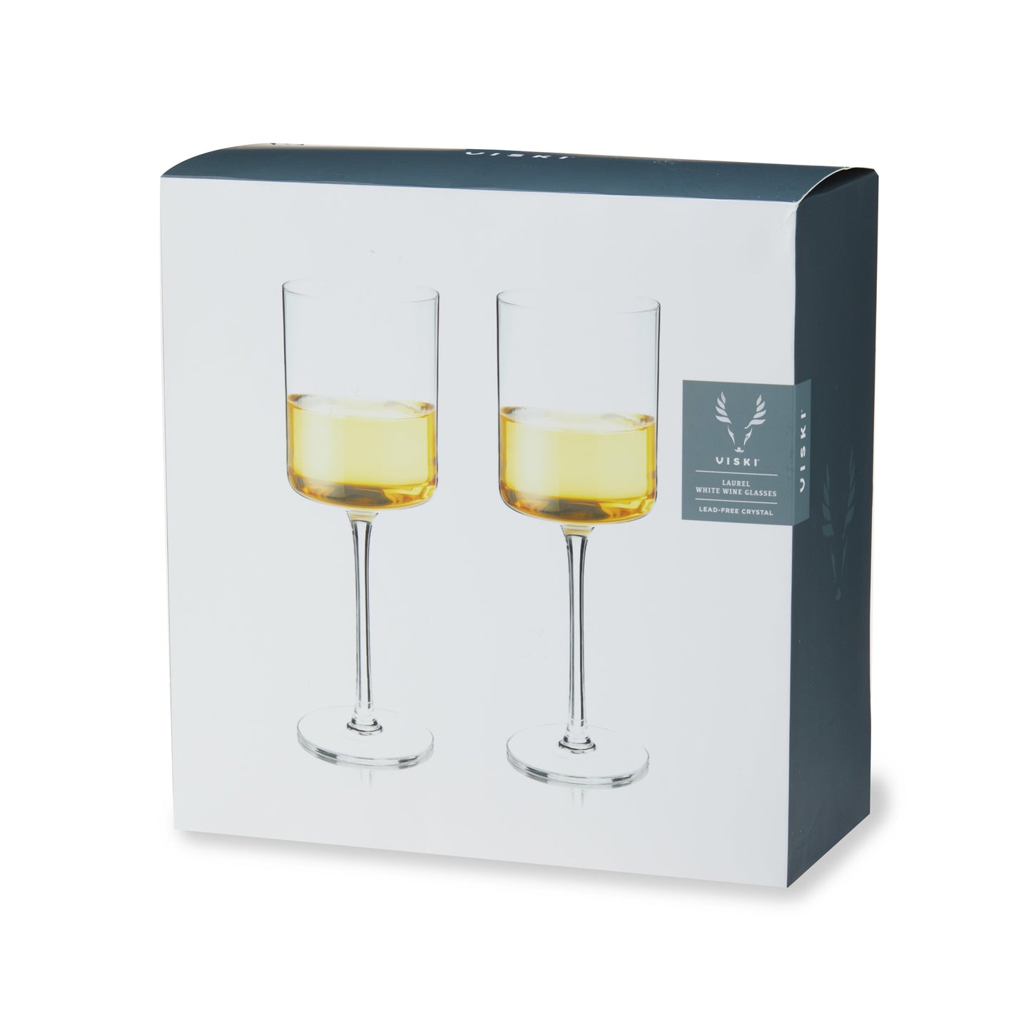 Laurel And Square Crystal White Wine Glasses