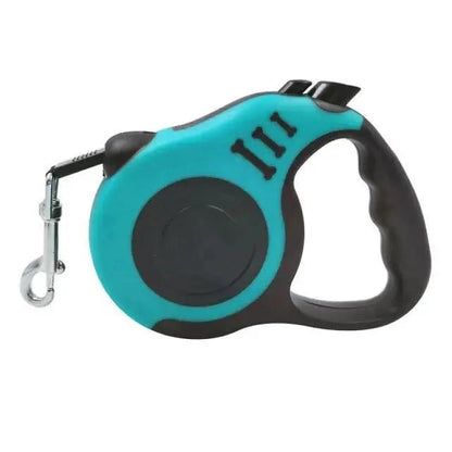 Stevvex retractable dog leash turquoise with black grip no-tangle design metal clip on Tampa Home & Garden Store