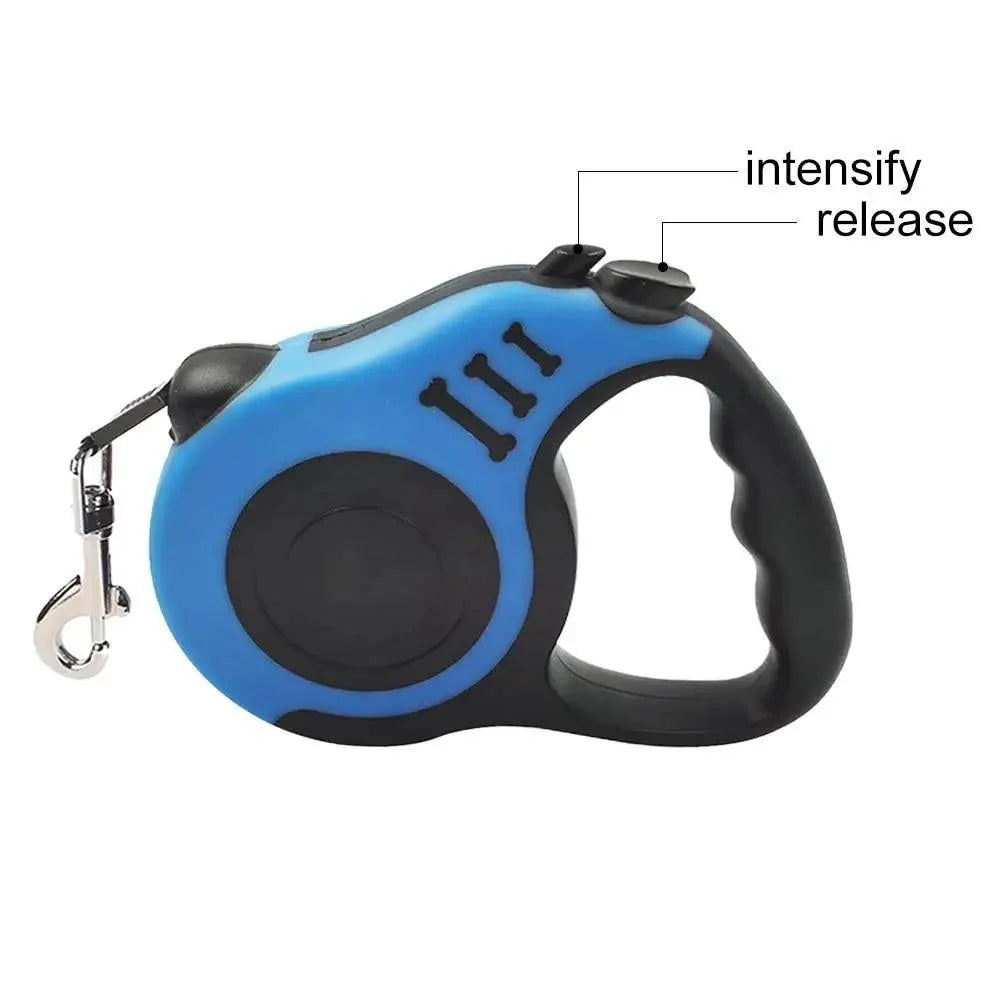 Stevvex blue retractable dog leash with ergonomic grip, automatic release, no-tangle control on Tampa Home & Garden Store
