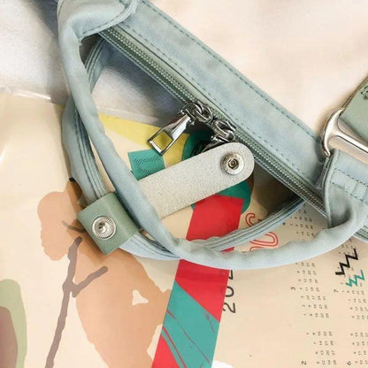 Stevvex durable laptop backpack designer patchwork bagpack in light blue with metal rings on Tampa Home & Garden Store