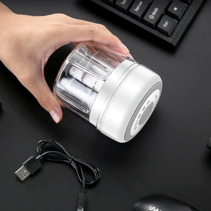 Stevvex electric garlic press mini, clear chamber, USB powered on Tampa Home & Garden Store