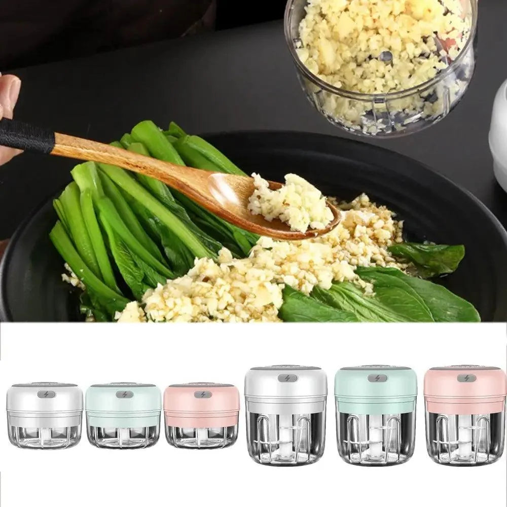 Durable Stevvex electric garlic press and mini crusher; pastel grinders lineup on Tampa Home & Garden Store