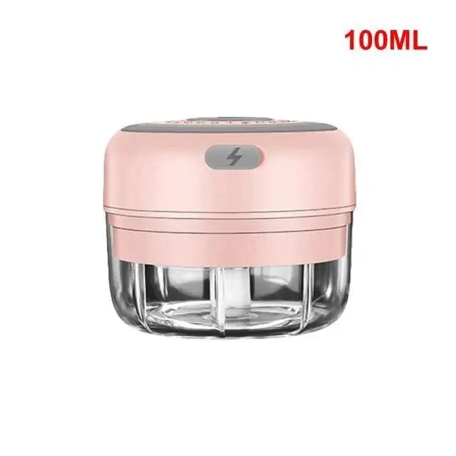 Stevvex pink electric garlic press 100ml mini crusher with clear chamber on Tampa Home & Garden Store