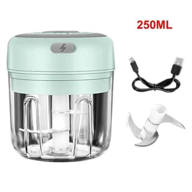 Stevvex electric garlic press and mini chopper, mint green 250ml, USB cable on Tampa Home & Garden Store
