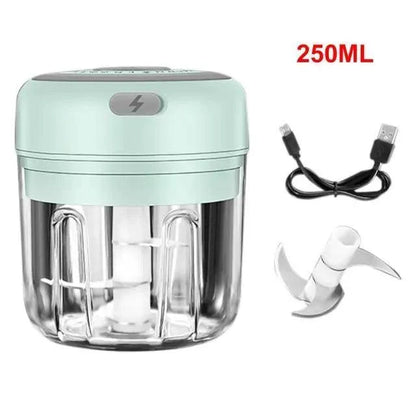 Stevvex electric garlic press and mini chopper, mint green 250ml, USB cable on Tampa Home & Garden Store