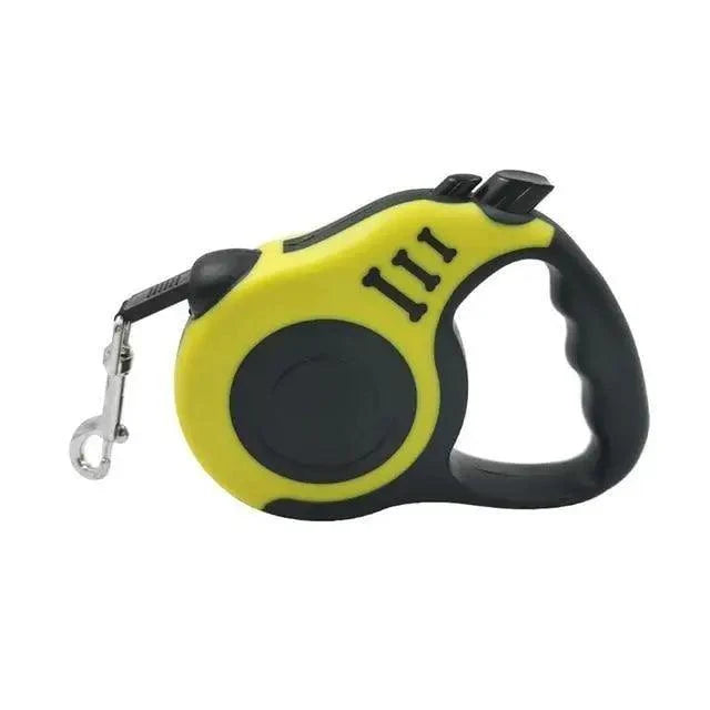 Stevvex retractable nylon dog leash yellow and black with 360 rotation and one-button brake on Tampa Home & Garden Store