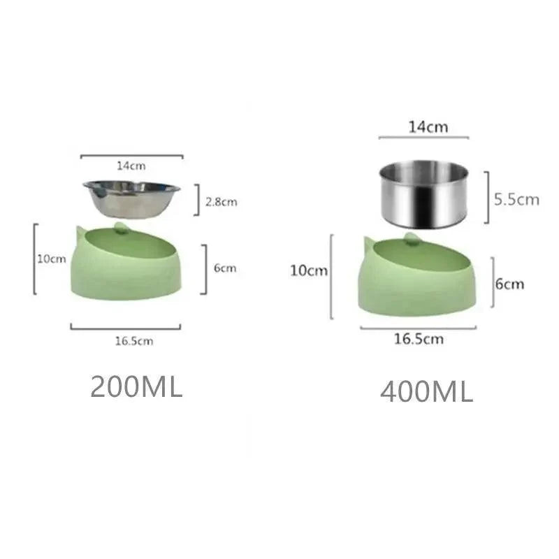 Durable stainless steel cat and dog bowl by Stevvex with green silicone base, 200ML/400ML set on Tampa Home & Garden Store