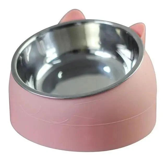 Durable stainless steel cat and dog bowl by Stevvex with pink base on Tampa Home & Garden Store