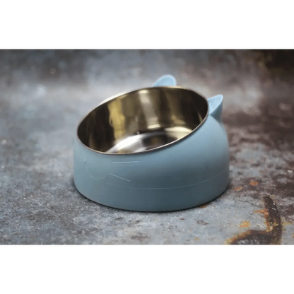 Durable stainless steel cat and dog bowl with blue silicone base by Stevvex on Tampa Home & Garden Store