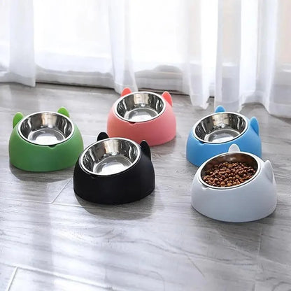 Durable stainless steel pet bowls by Stevvex with silicone bases in green pink blue black gray on Tampa Home & Garden Store