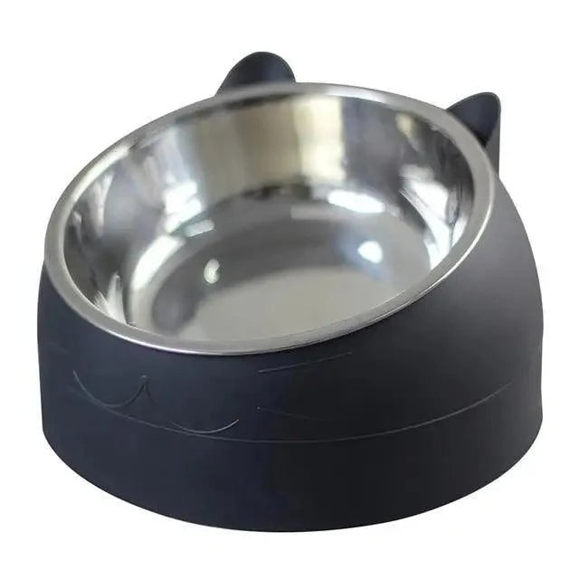 Durable stainless steel cat and dog bowl on black non-slip base on Tampa Home & Garden Store
