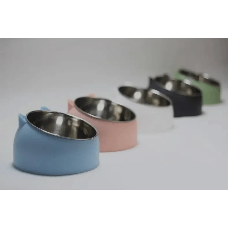 Durable stainless steel pet bowls with silicone sleeves by Stevvex, color-coded set of 5 on Tampa Home & Garden Store