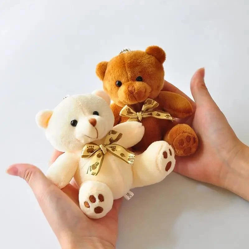 Stevvex teddy bears plush toys, cream and brown bears with gold ribbon bows, baby gift 2 on Tampa Home & Garden Store