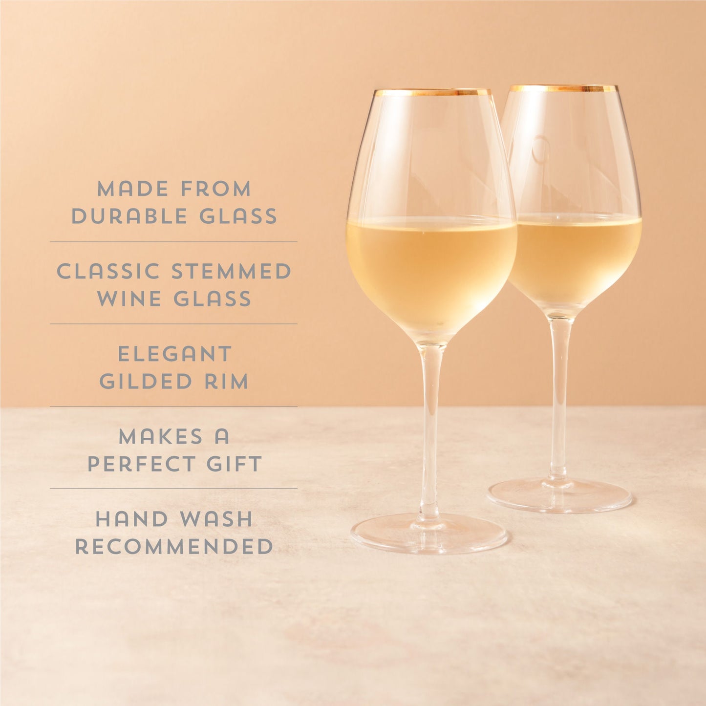 Dazzling Gilded Rim Wine Glasses and Pair