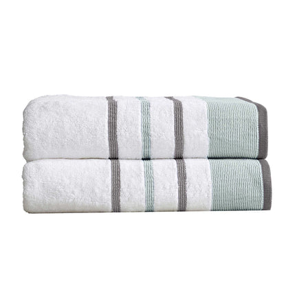 Soft Cotton Bath Towel Set and Stripe Detail