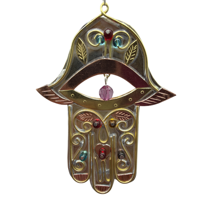 Peaceful Hamsa Ornament in nickel copper brass, The Country Christmas Loft on Tampa Home & Garden Store