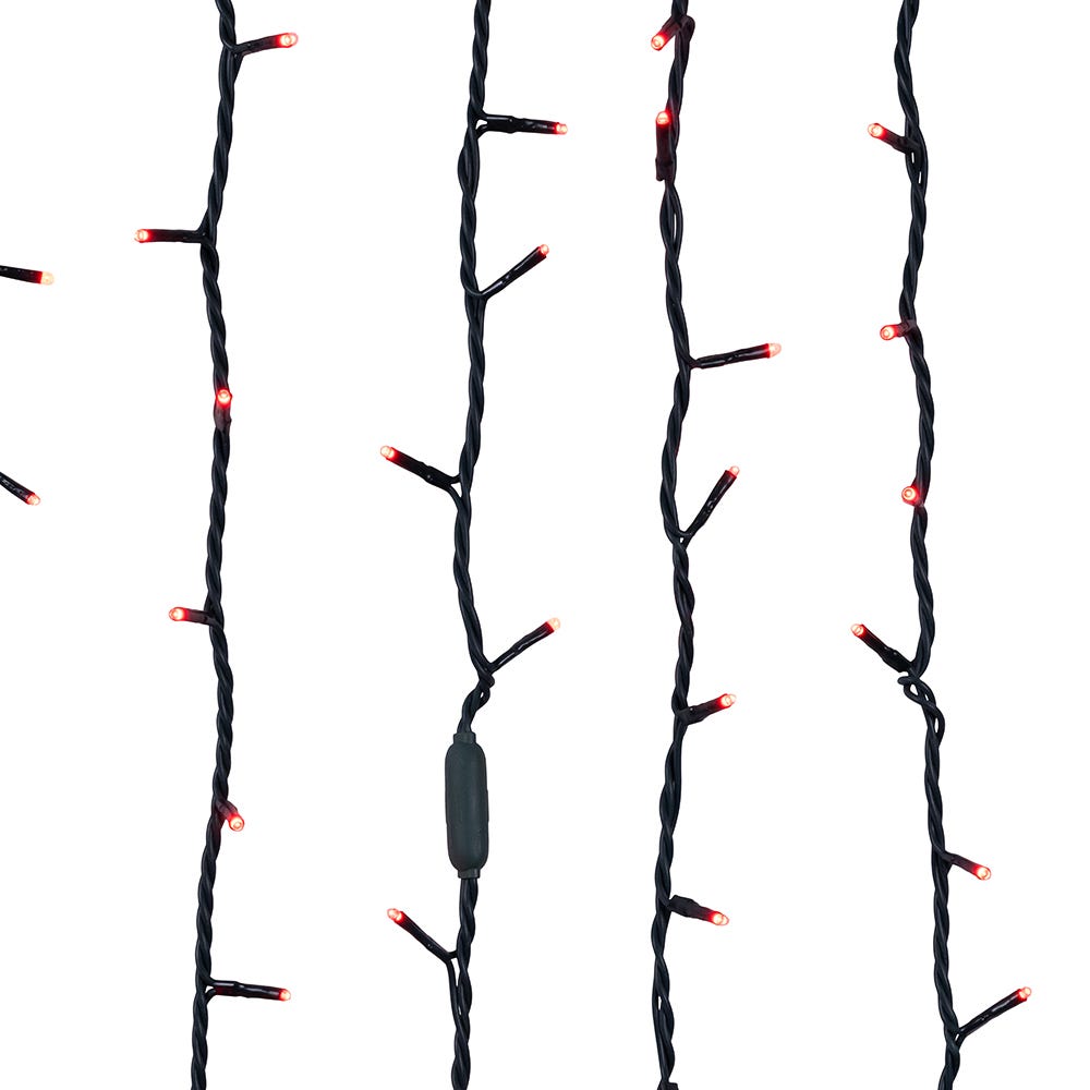 Juego de luces LED rojas de 3 mm con sonido de tintineo y cable verde (15,24 m)
