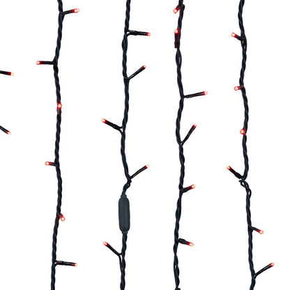 Juego de luces LED rojas de 3 mm con sonido de tintineo y cable verde (15,24 m)