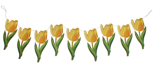Wooden Tulip Garland - Yellow - Tampa Home & Garden Store