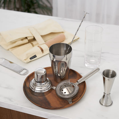 Stainless Steel Travel Barware Set in Canvas Bag
