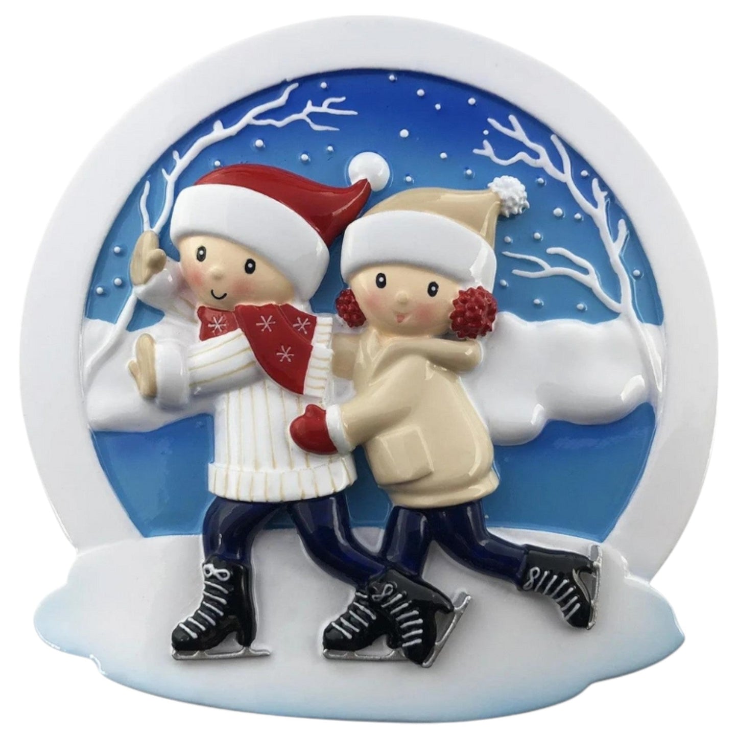 Ornement Famille de patineurs (2 personnes)