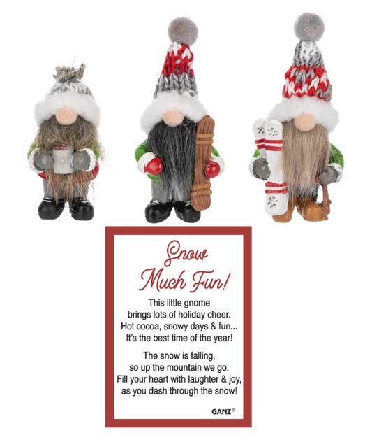 Snow Much Fun Gnome Pocket Charm Figurine - - Tampa Home & Garden Store