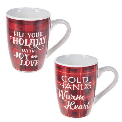 Tazas navideñas modernas a cuadros -