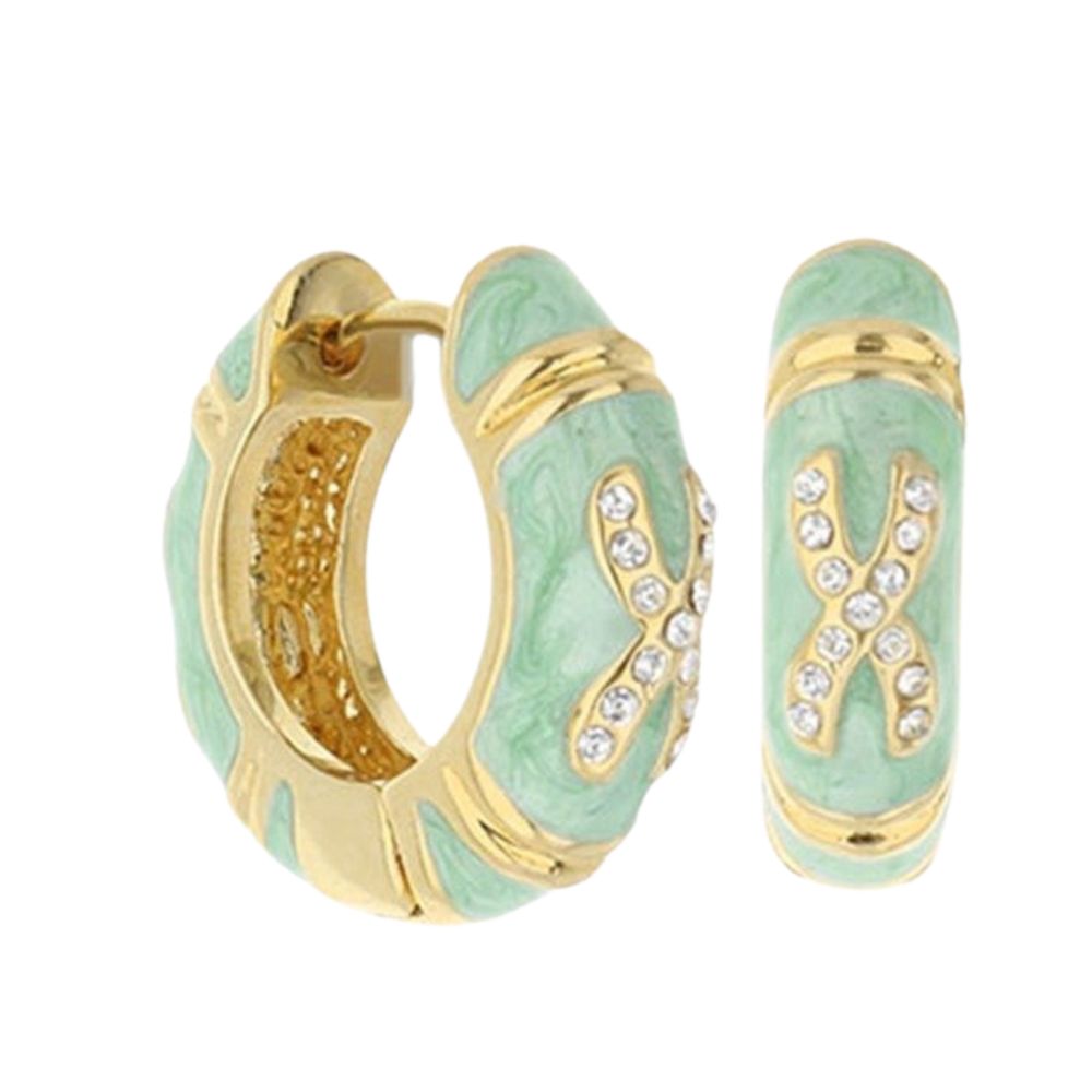 Elegant Hugs Earrings enamel gold-tone hoops turquoise crystals Lauren G Adams on Tampa Home & Garden Store