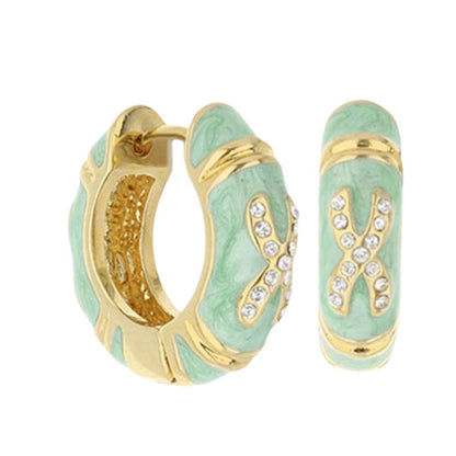 Elegant Hugs Earrings enamel gold-tone hoops turquoise crystals Lauren G Adams on Tampa Home & Garden Store