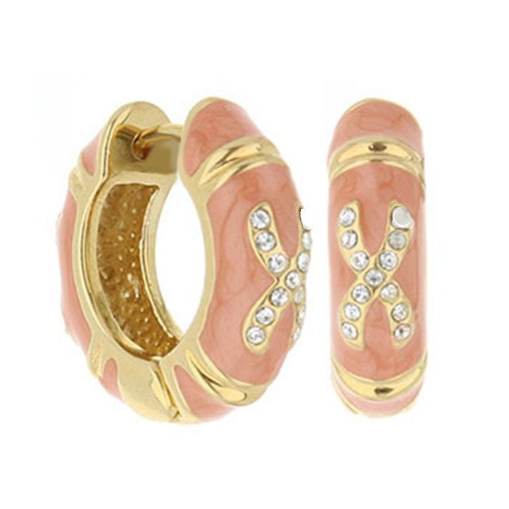 Elegant Hugs Earrings pair pink enamel hoops with gold-tone X accents by Lauren G Adams on Tampa Home & Garden Store