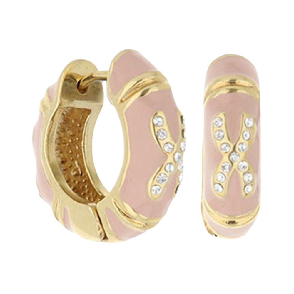 Elegant Hugs Earrings pink enamel hoop pair with crystal X accents Lauren G Adams on Tampa Home & Garden Store