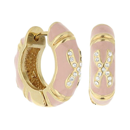 Elegant Hugs Earrings pink enamel hoop pair with crystal X accents Lauren G Adams on Tampa Home & Garden Store