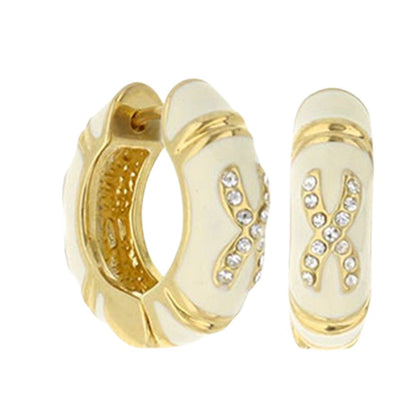 Pair of Elegant Hugs gold enamel earrings with crystal X motif by Lauren G Adams on Tampa Home & Garden Store