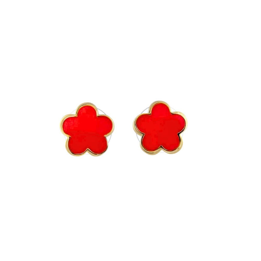 Daisy Love Earrings — Flower Studs, red enamel flowers with gold-tone trim by Lauren G Adams on Tampa Home & Garden Store