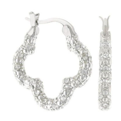 Lauren G Adams Clover Pave Hoop Earrings set, silver-tone hoops with pave crystals (2 pieces) on Tampa Home & Garden Store